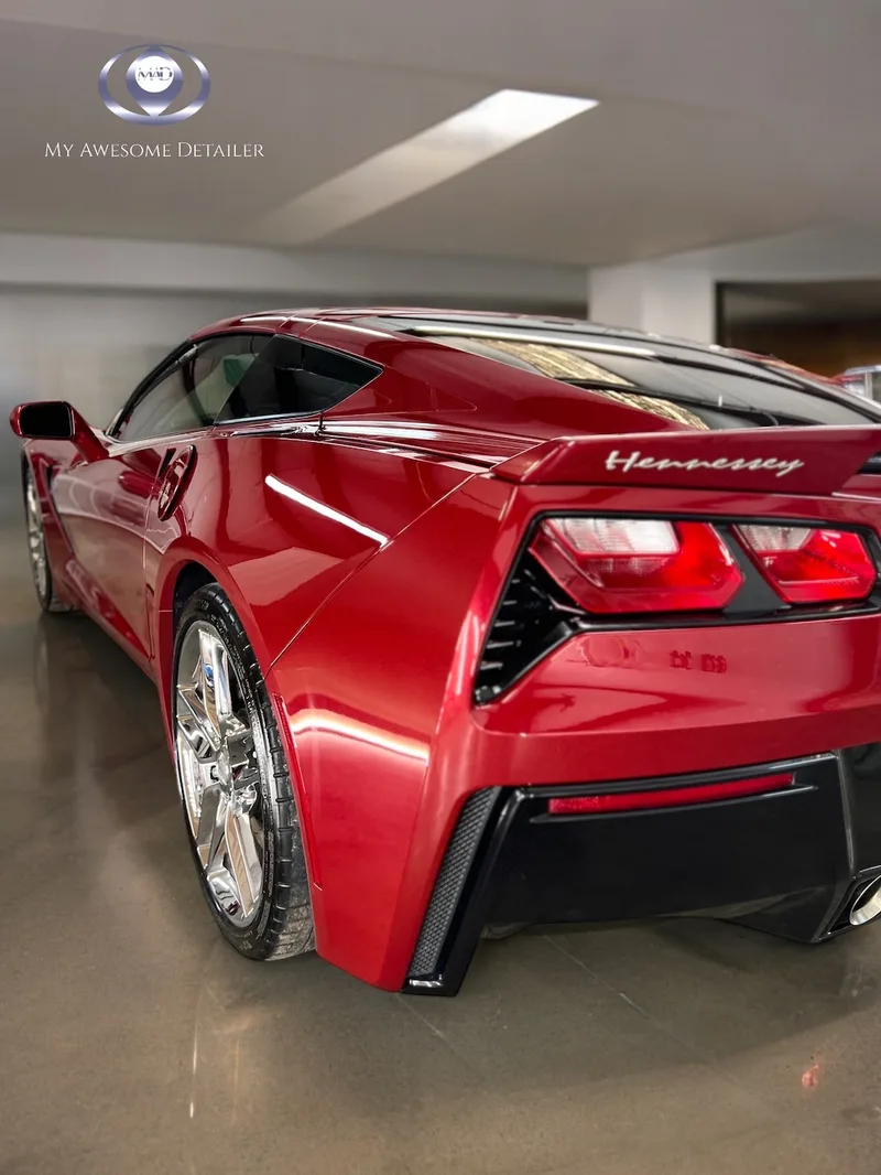 Red Corvette C7 rear detail