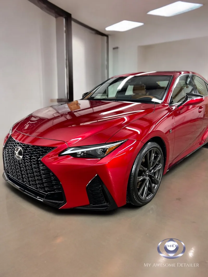 Red Lexus IS F-Sport detailed